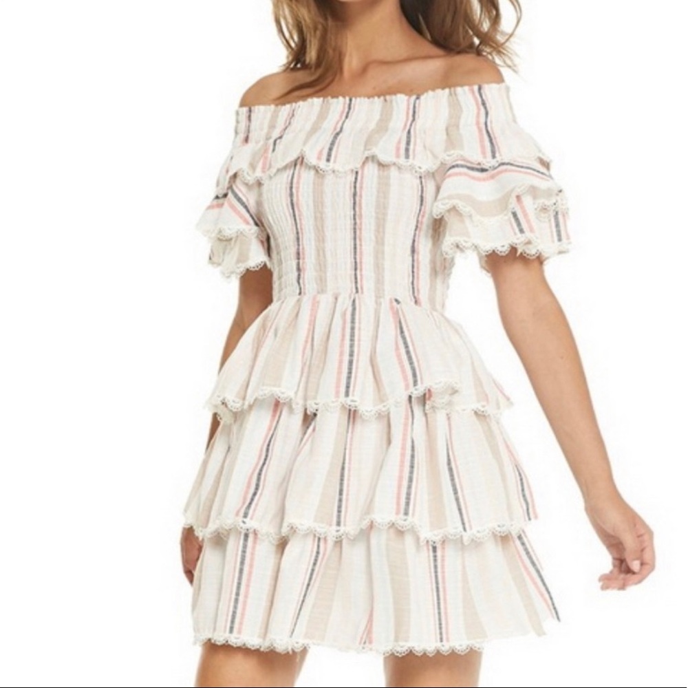 MISA Los Angeles XS ruffle off the shoulder dress. No flaws - Picture 1 of 2